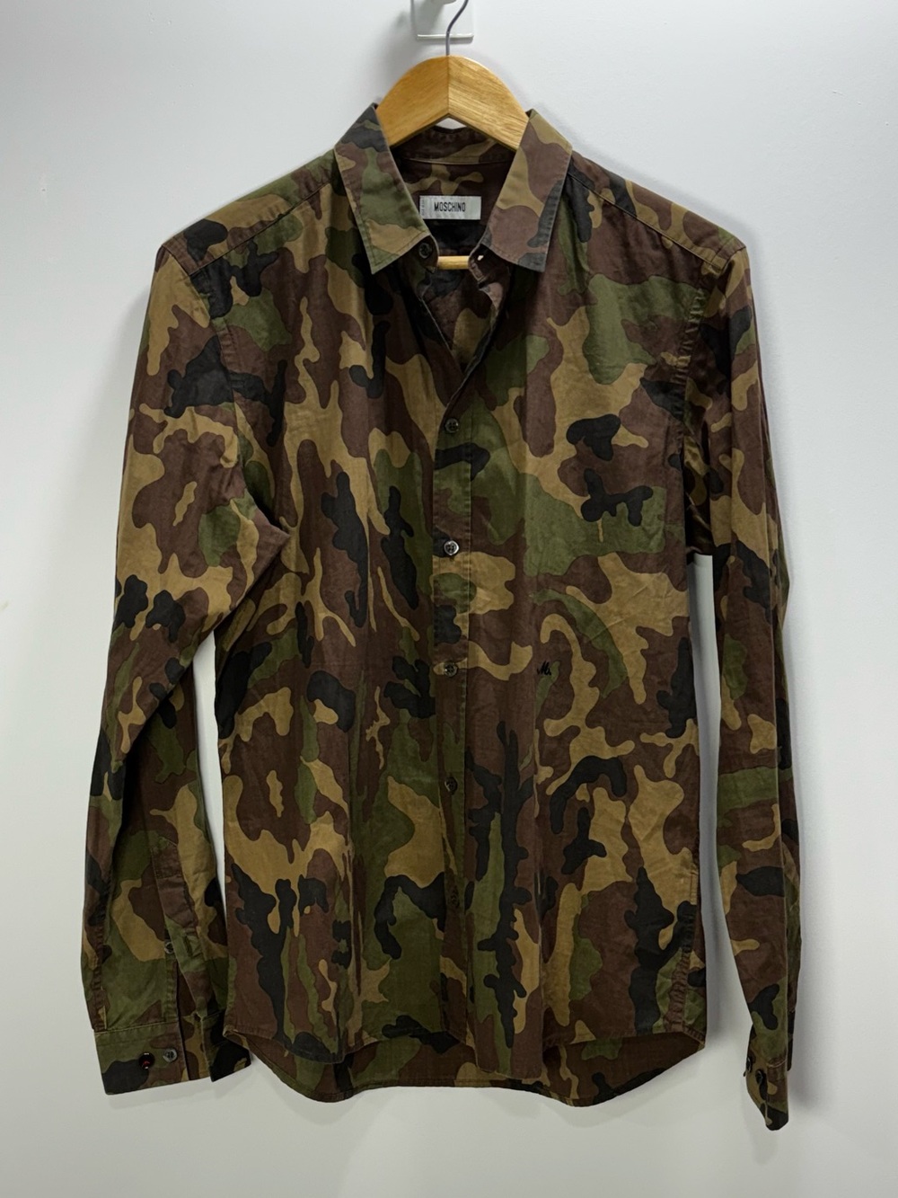 Moschino Men's Camouflage Button-Up Shirt Jacket - Green/Brown Camo size M